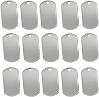 Tinsow 100 Pack Blank Stainless Steel Dog Tags for Engraving - Military Style Shiny Rolled Edge Pet ID Tags Bulk for Dogs, Crafts & Gifts