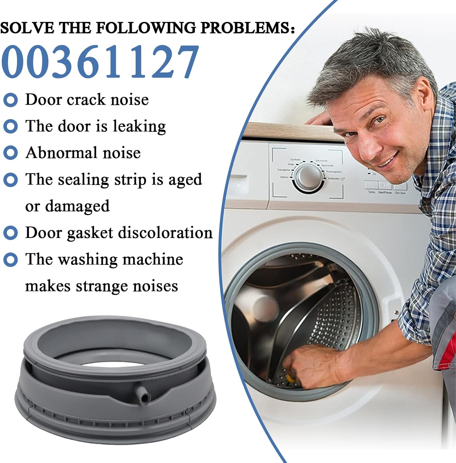 Front Door Seal for Bosch/Siemens - 00361127-00772661 - 00684526-00683453 Front Load Washer Rubber Seal, Good Sealing, Original Quality,00361127