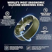 Vista 24 de Egnaro Anillos de boda de silicona para hombre: 1/4/6/7 Multipack de anillos de boda de goma con arco interior Diseño ergonómico transpirable