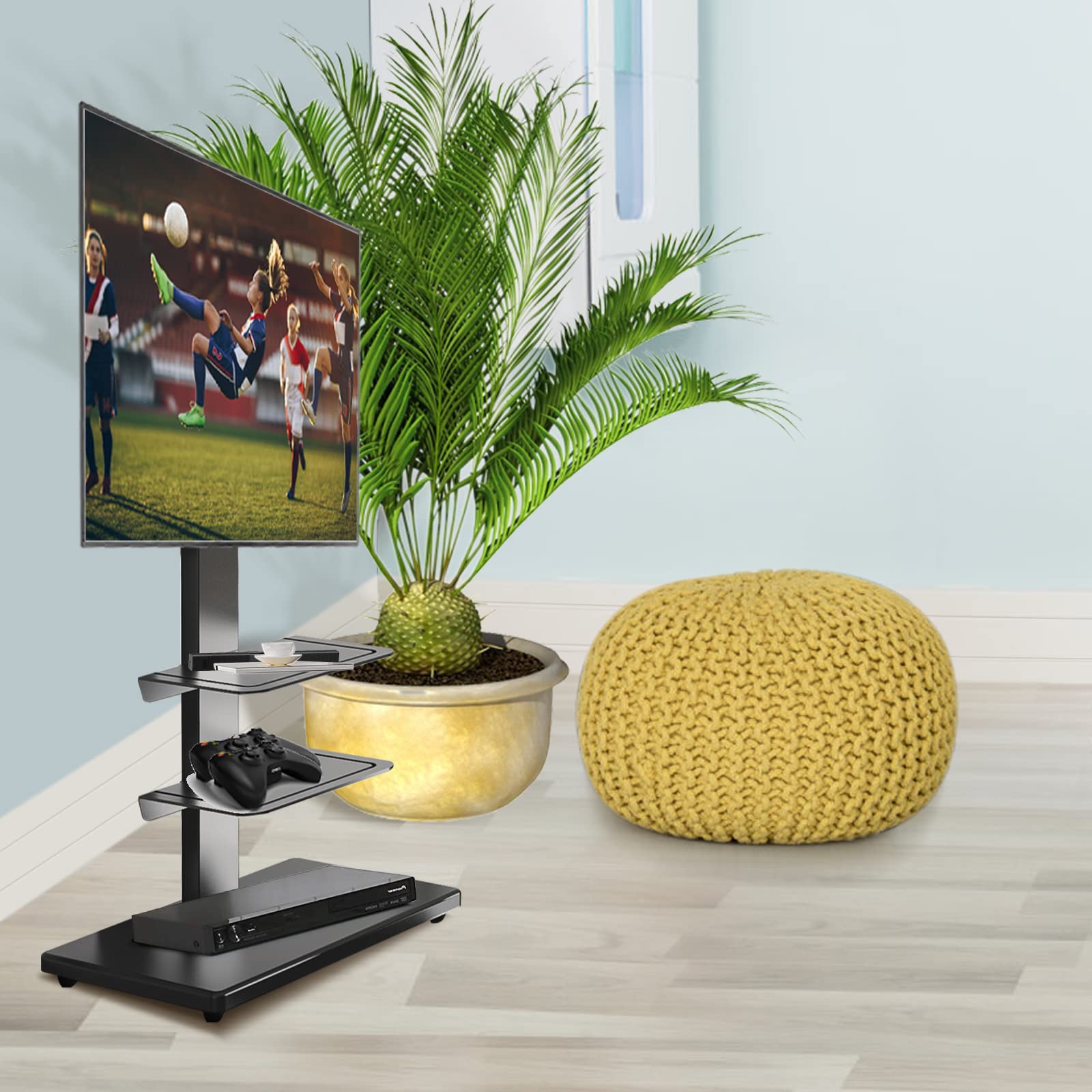 Buy YOMT TV Floor Stand with Wood Base for 3275 inch TVsUniversal