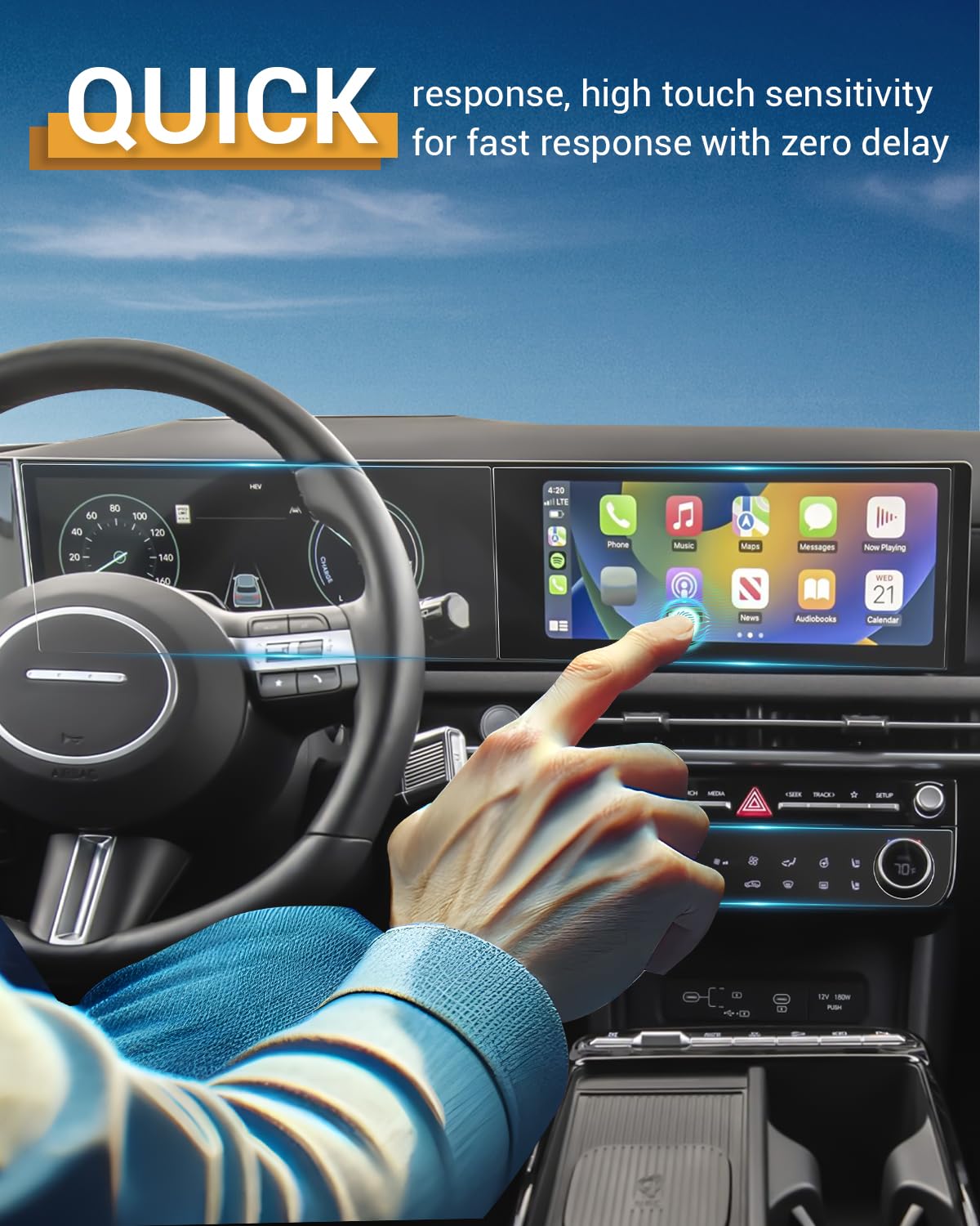 YEE PIN [6 PCS] Nano PET Displayfolie Set für Hyundai Tucson NX4 2025 2026 | 12.3" Navigation+ 12.3" Digital Cockpit+ Klima Nano PET 6H Anti-Kratzen Schutzfolies Set für Tucson NX4 Facelift 2025 Zubehör