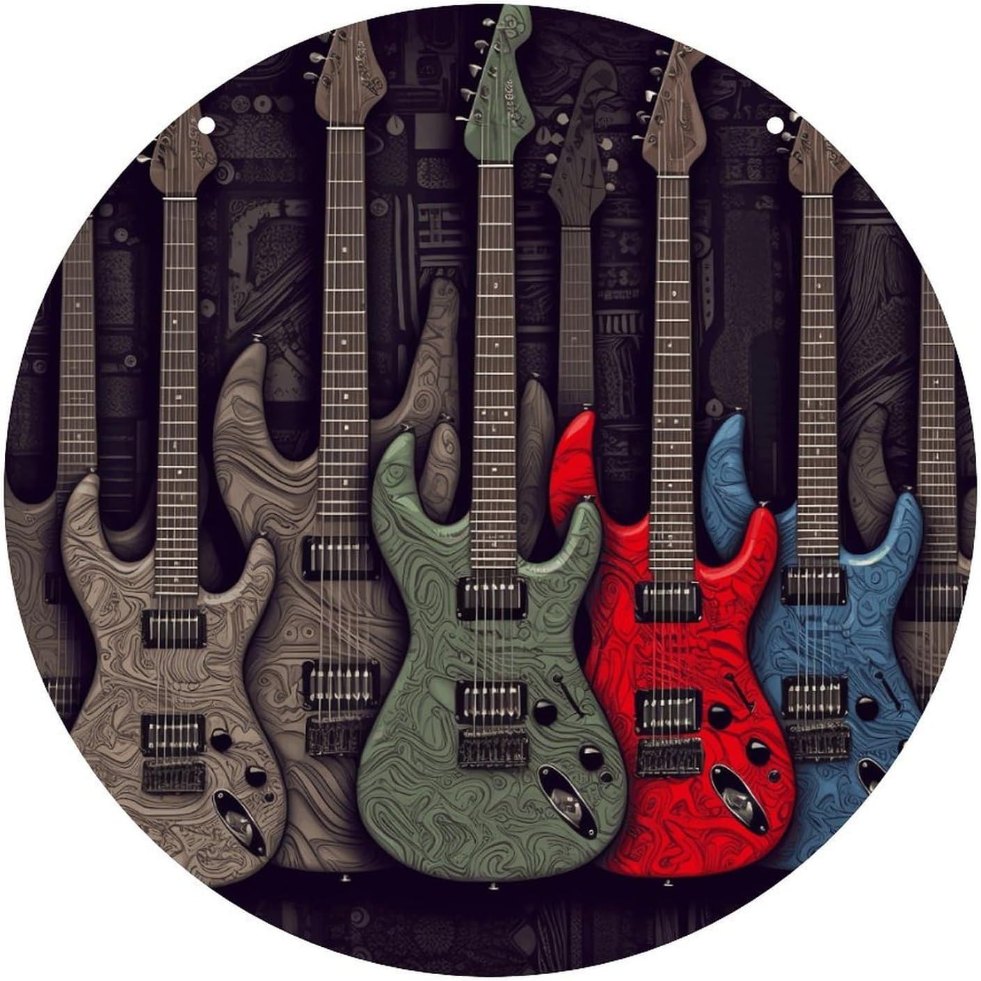 Guitar Pattern Round Acrylic Keychain Blanks Clear Circle Acrylic Ornament Blanks for DIY Crafts Keychain Pendant Jewelry Making