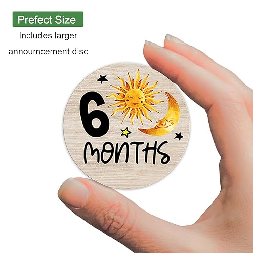 Miniatura 4 de Círculos mensuales de hitos para bebés, discos de madera de astronauta para fotos de bebé tomadas con letreros de Hello World, 7 carteles redondos