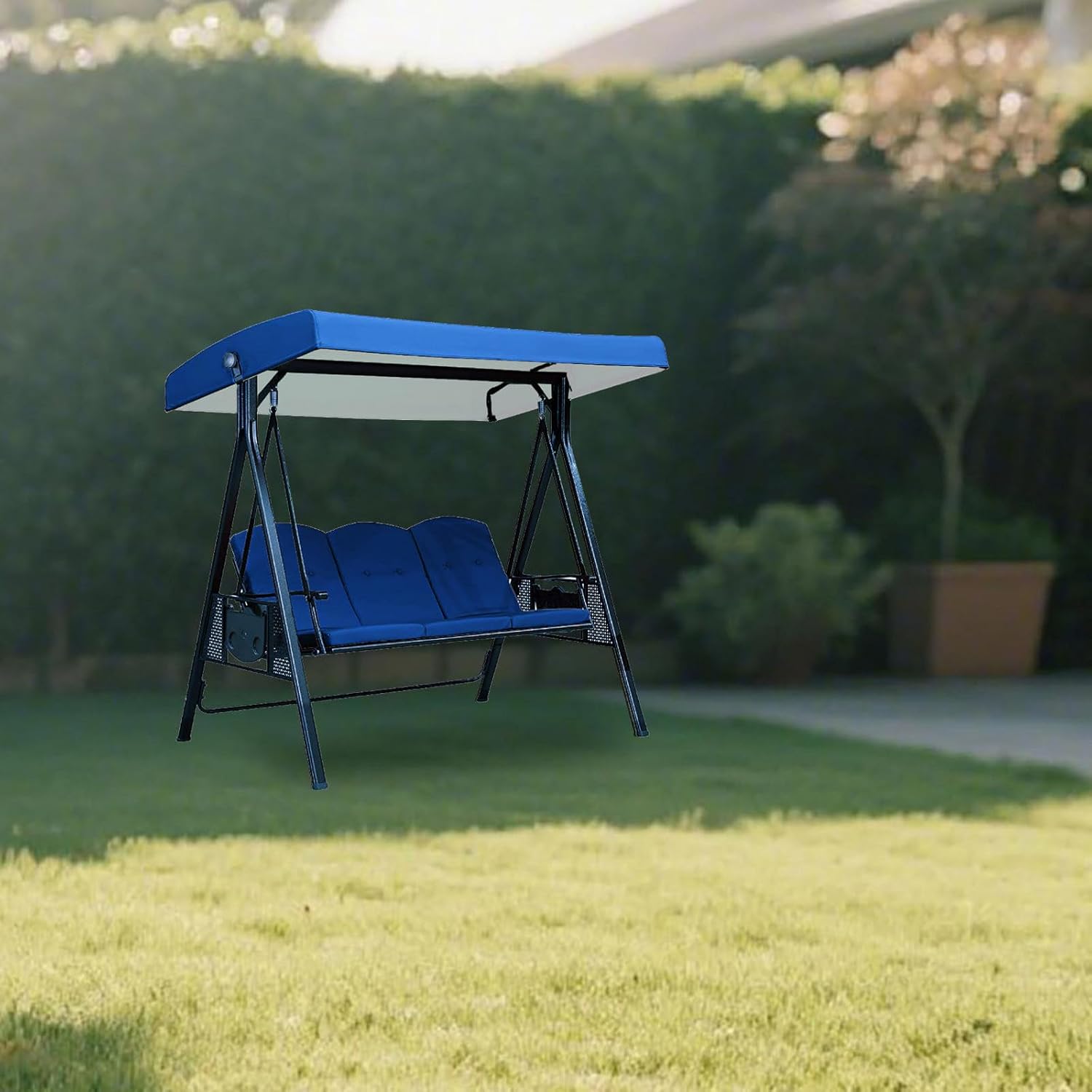 Replacement Canopy for 3-Seater Outdoor Swing Chairs, Outdoor Patio Swing Chair Canopy Replacement, Waterproof Windproof Anti-UV Heavy Duty Rip Proof Garden Hammock Top Cover (Dark)