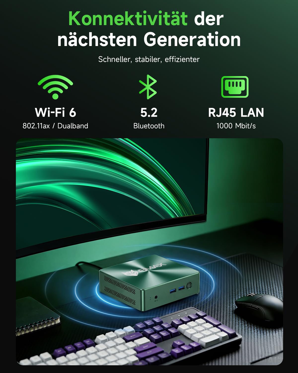 BMAX B6 Turbo Mini PC Intel Core i5-8257U(3.9GHz, Besser als R2544/3150U), 16GB DDR4 512GB M.2 SSD Micro Desktop Computer, 4K Dual Display HDMI+DP, Win11 Pro, Wi-Fi 6/BT/LAN, für Home Office Heimkino