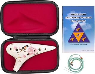 12 Hole Ceramic Ocarina "Singing Birds and Fragrant Flowers", Hand Painting 12 Hole Alto C with Song Book and Bag