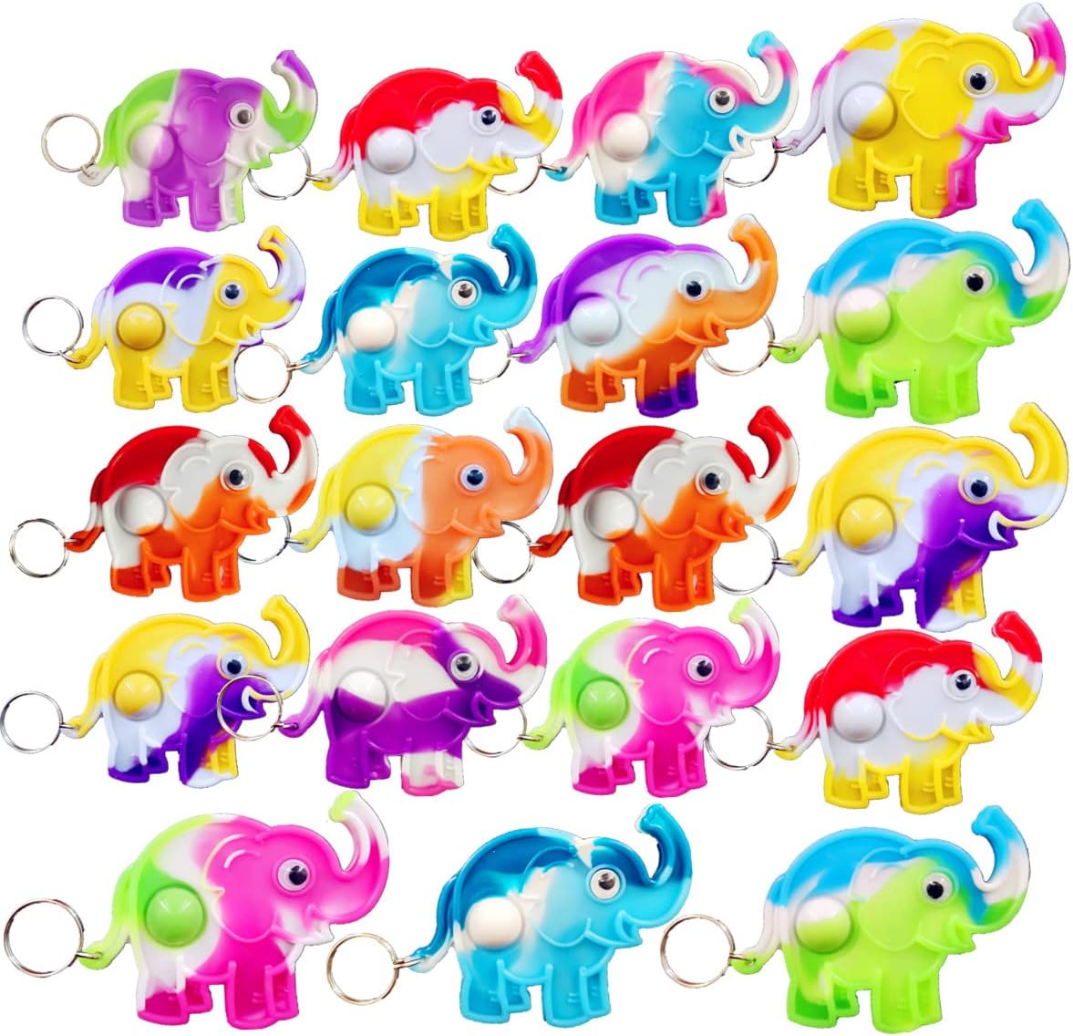 20 Packs Christmas Classroom Students Gifts Bulk Rainbow Bubble Fidgets Gifts From Teacher, Elephant Mini Pop Holiday Rewards Party Favors for Kids Adult