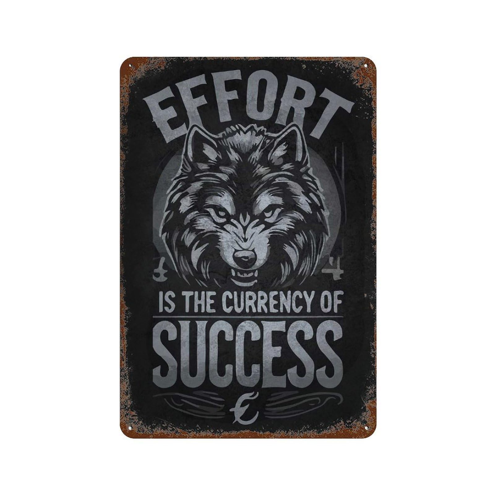 Garage Style Effort Currency Of Success Vintage Metal Tin Sign 11.8"x7.9", Industrial Home Decor for Bar And Workshop