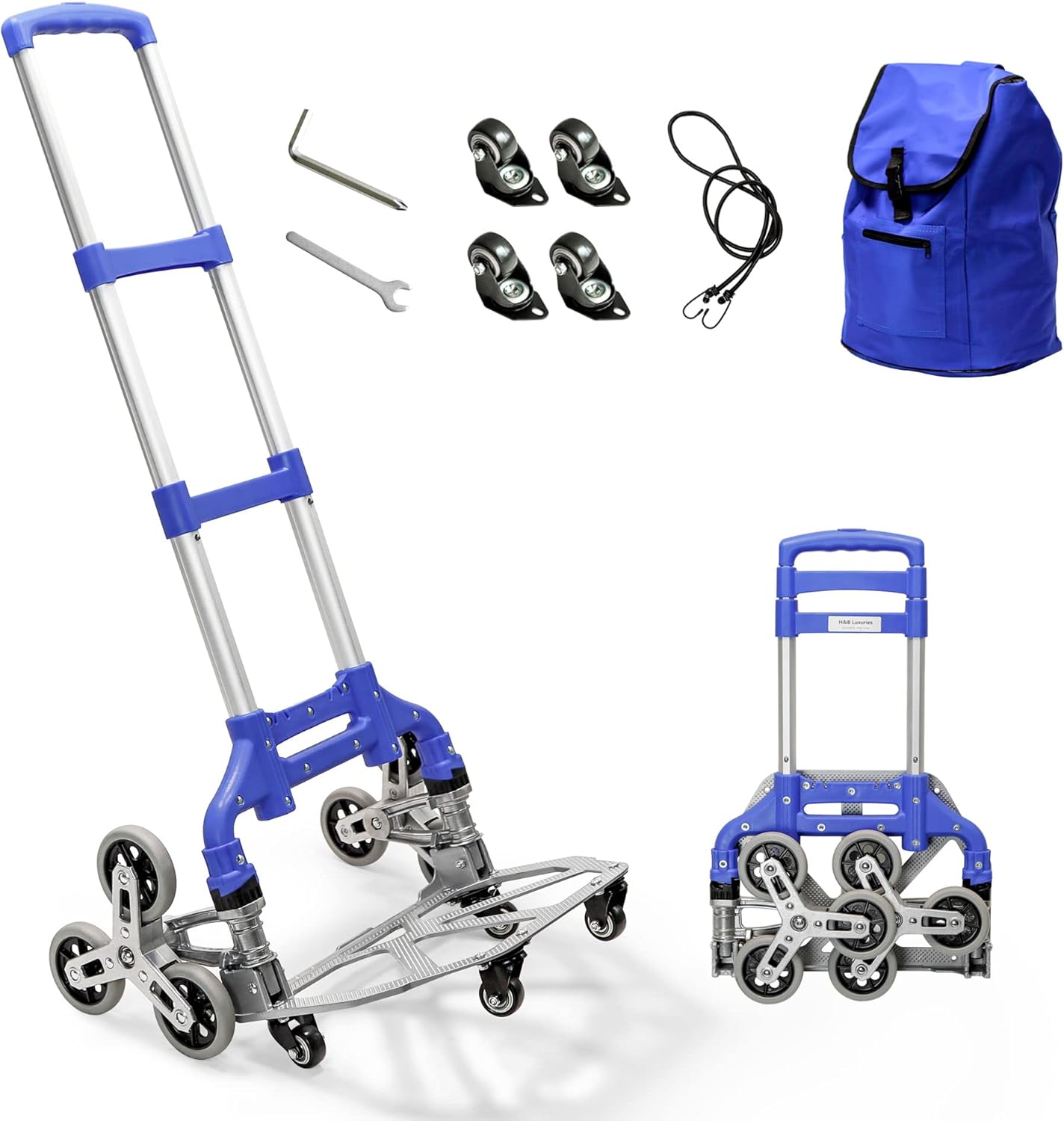 Stair Climber Dolly Cart, Folding Cart with 6 TPR Wheels, 180 LBS