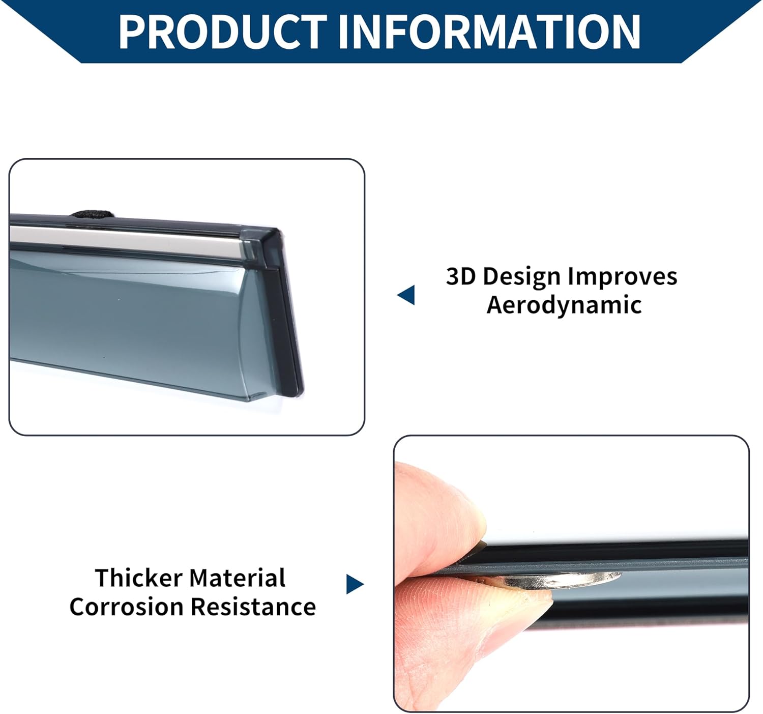 Window Deflectors for Hyundai Accent Hatchback 2012-2017 Side Tape-On Rain Guards 1 Set