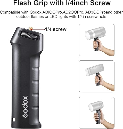 Miniatura 2 de Godox FG-100 Flash Handheld Grip, 1/4" Tornillo Speedlite Soporte Soporte de Mango Estabilizadores para Godox AD100Pro, AD200, AD200Pro, AD300pro