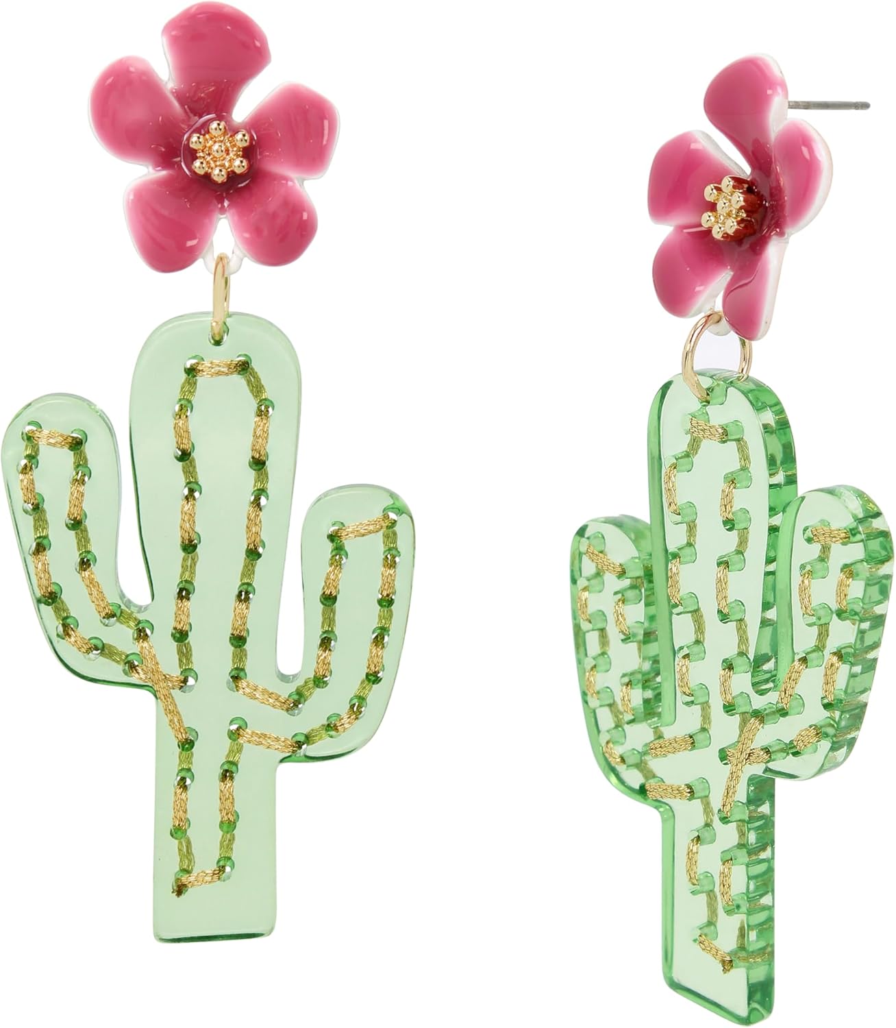 Betsey Johnson Womens Cactus Drop Earrings