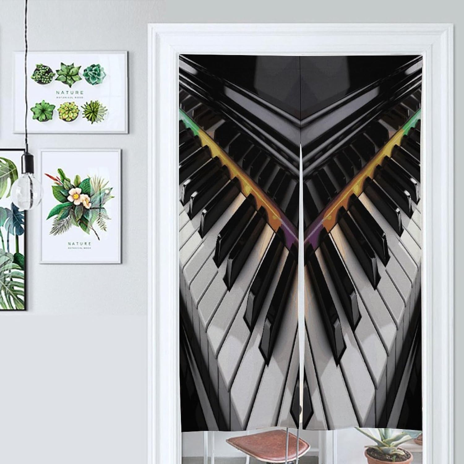 Piano Key Door Curtain Printed Doorway Noren Japanese Style Doorway Room Divider Curtains for Privacy Partition Divider Kitchen Home Decorations Wall Hanging