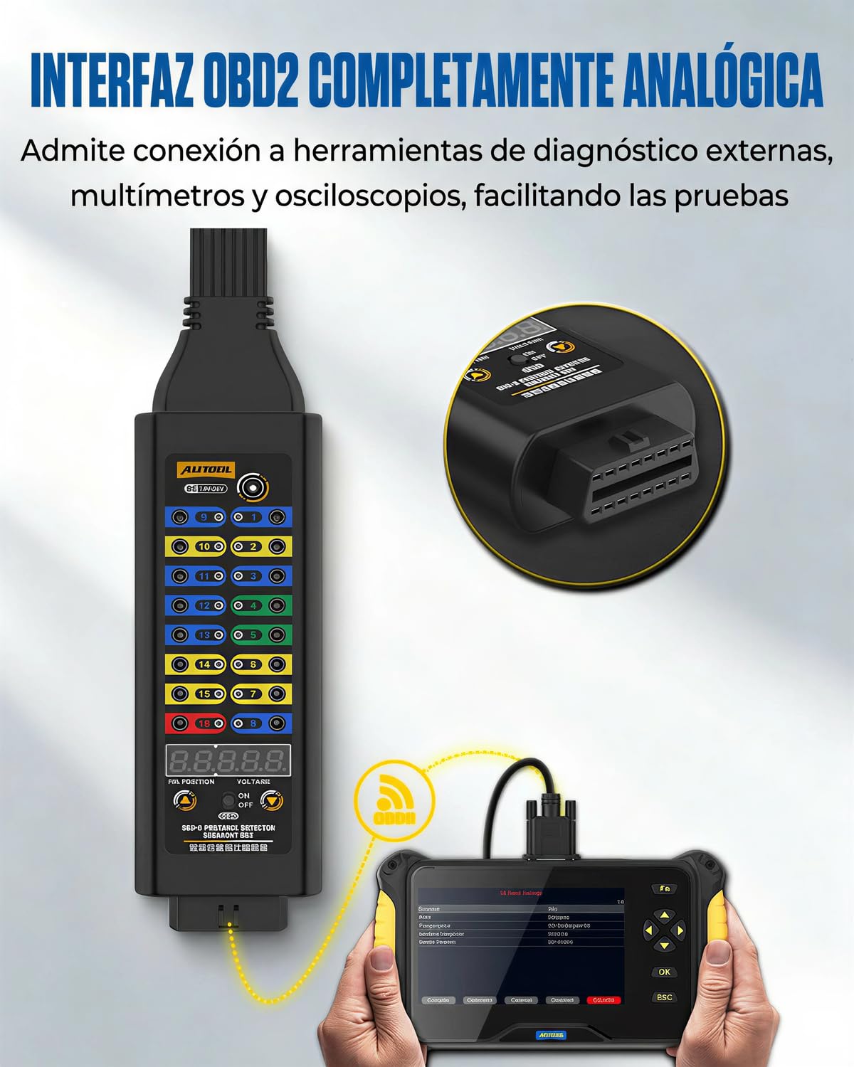 AUTOOL Breakout Box - Detector de protocolo OBD-II con indicador de voltaje, 16 pines, CAN, puente, compatible con escáner, multímetro, osciloscopio para pruebas de diagnóstico de vehículos eléctricos