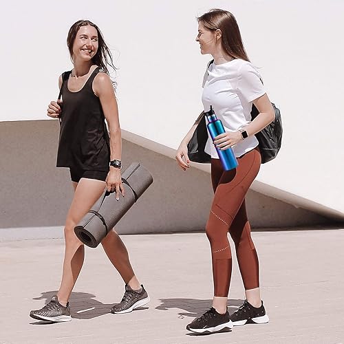 Miniatura 6 de Nuovoo - Botella de agua de doble pared de acero inoxidable, botella aislada al vacío de 32 onzas con 2 tapas con popote, botella de agua aislada