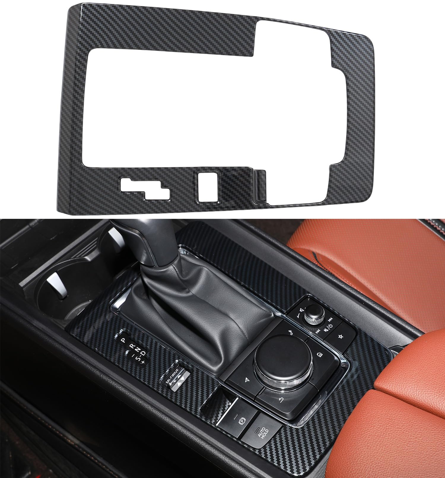 Birbenben - Accesorios para Mazda CX50 2023, 2024 y 2025, panel de fibra de carbono para caja de cambios, cubierta de consola central, panel de cambios, cubierta de pomo de cambio de marchas, embellecedores, protección de marco para interior de CX 50 2026