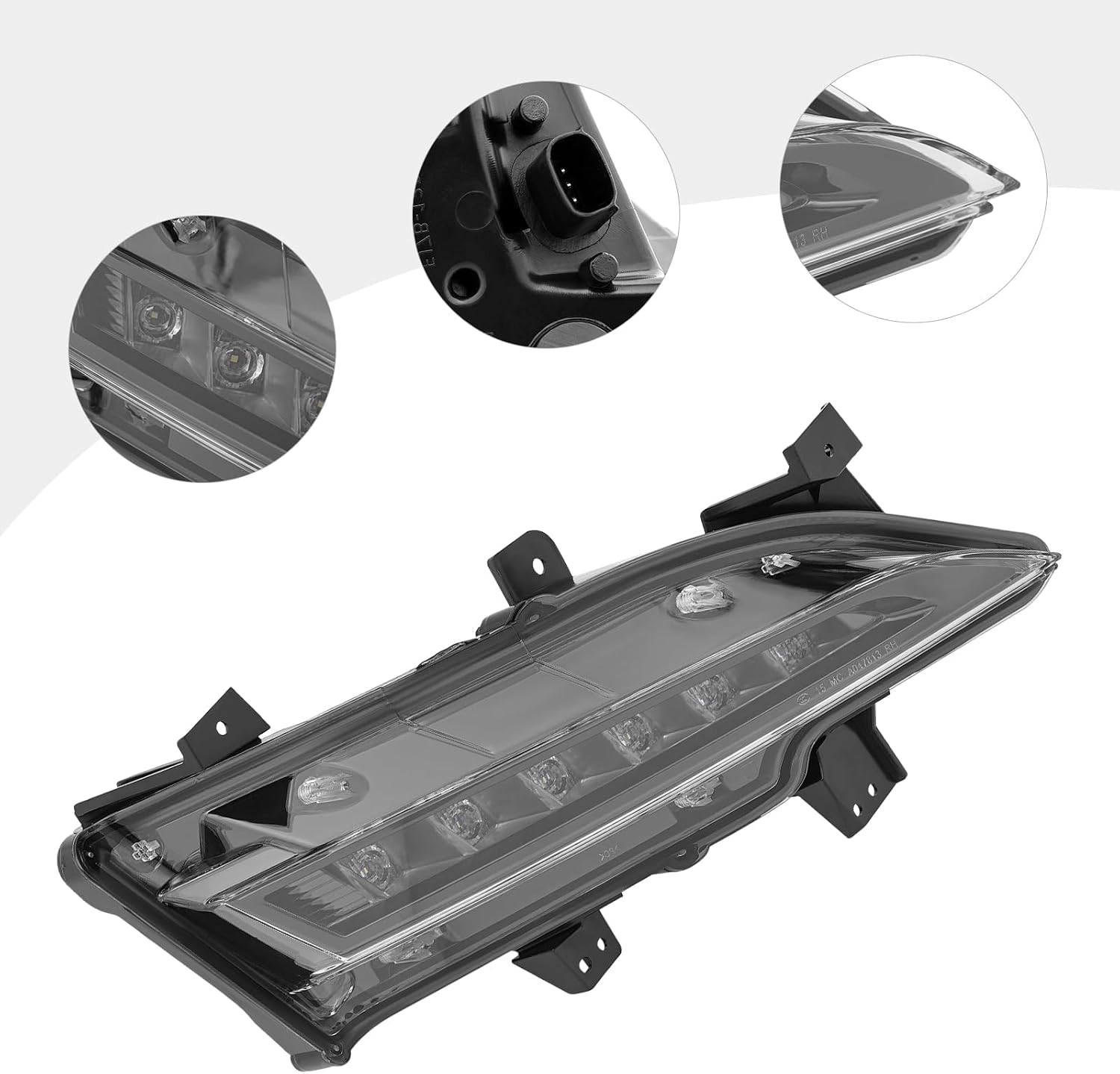 YIYIBYUS LED Front Fog Light Assembly for Lincoln Mkc 2014 2015 2016 2017 2018 LED Daytime Running Lights Fog Lamp Black Housing (Right Passenger Side)