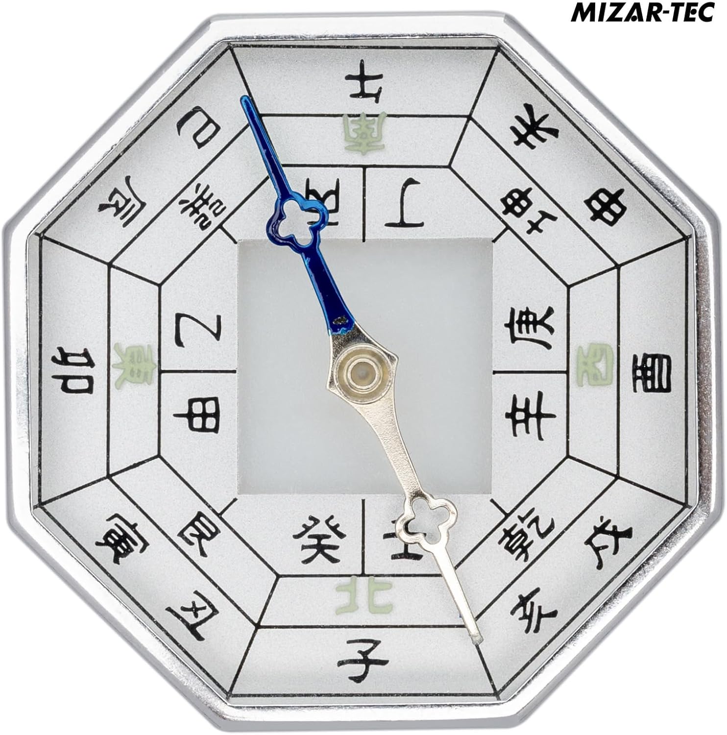 MIZAR-TEC GF-801 Compass, Compass, Dry Type, Made in Japan, Feng Shui Octagonal, Silver, Instruction Book, Quick Reference Chart