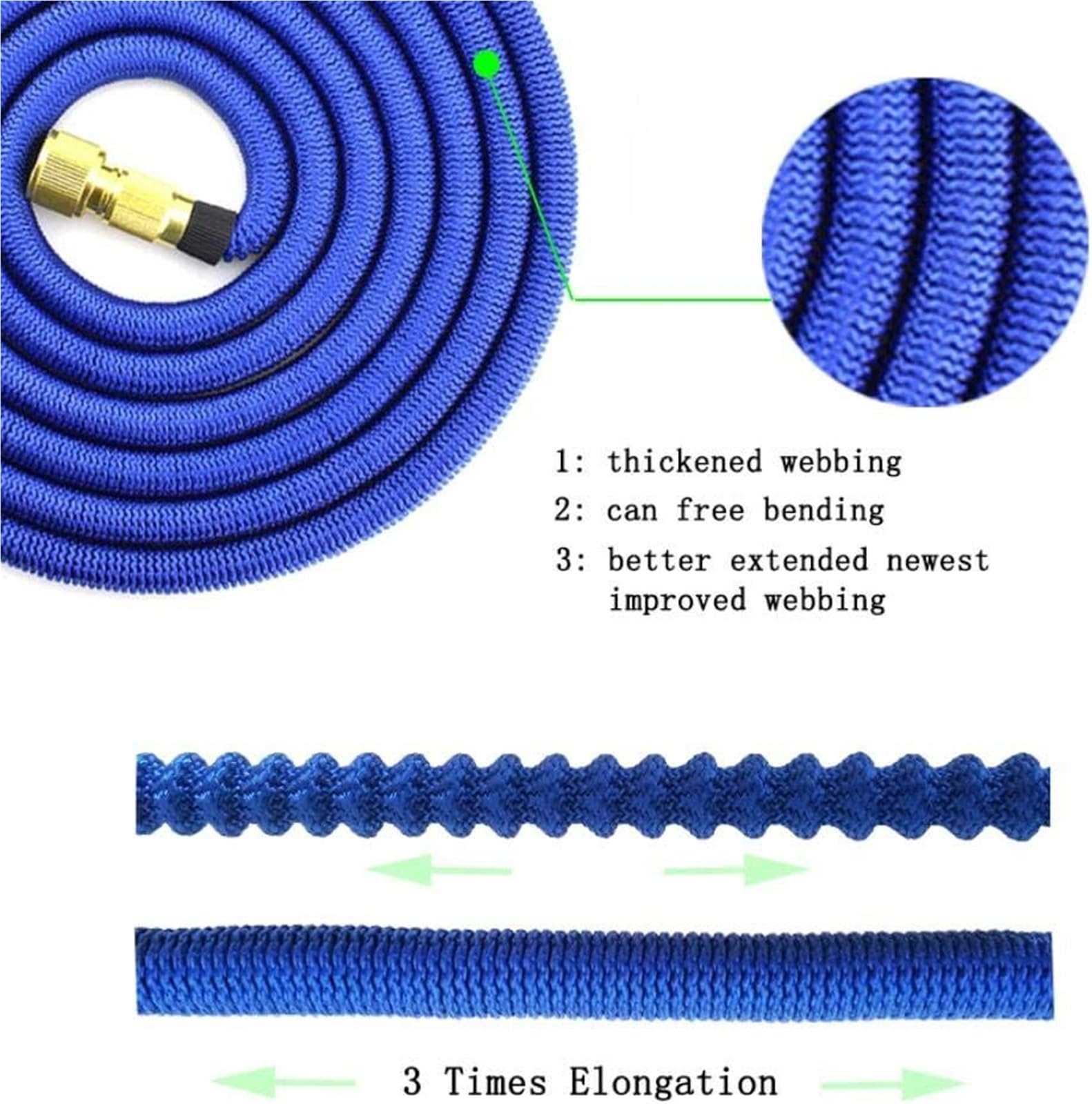 Manguera de jardín extensible, manguera de riego mágica, flexible, extensible, mangueras de tubo, botella de riego for boquilla de espuma, 1 manguera azul(Blue,10m)