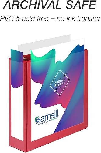 Vista 109 de Samsill (MP128587) - Carpeta de 3 anillos redondos de 3 pulgadas, fabricada en los EE. UU., con cubierta transparente personalizable para insertos