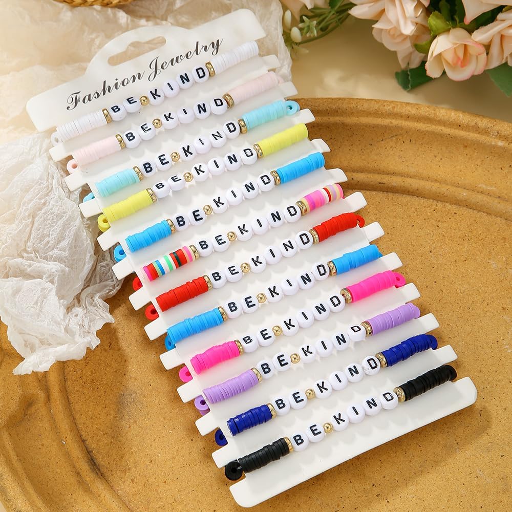 Heishi Surfer Clay Bead Bracelets Set for Women - Preppy Smile Evil Eye Beaded Stretch Bracelets Elastic Layering Friendship Bracelets- Stackable Boho Disc Summer Jewelry Set - Image 3