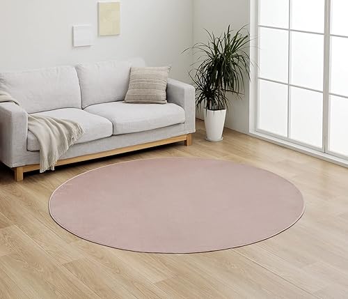 イケヒコ・コーポレーション ラグ カーペット シンプル カジュアル 無地 カバー P2 ライトピンク 約185cm丸 円型 円形 抗菌 防臭 フランネル ＃1380000025951