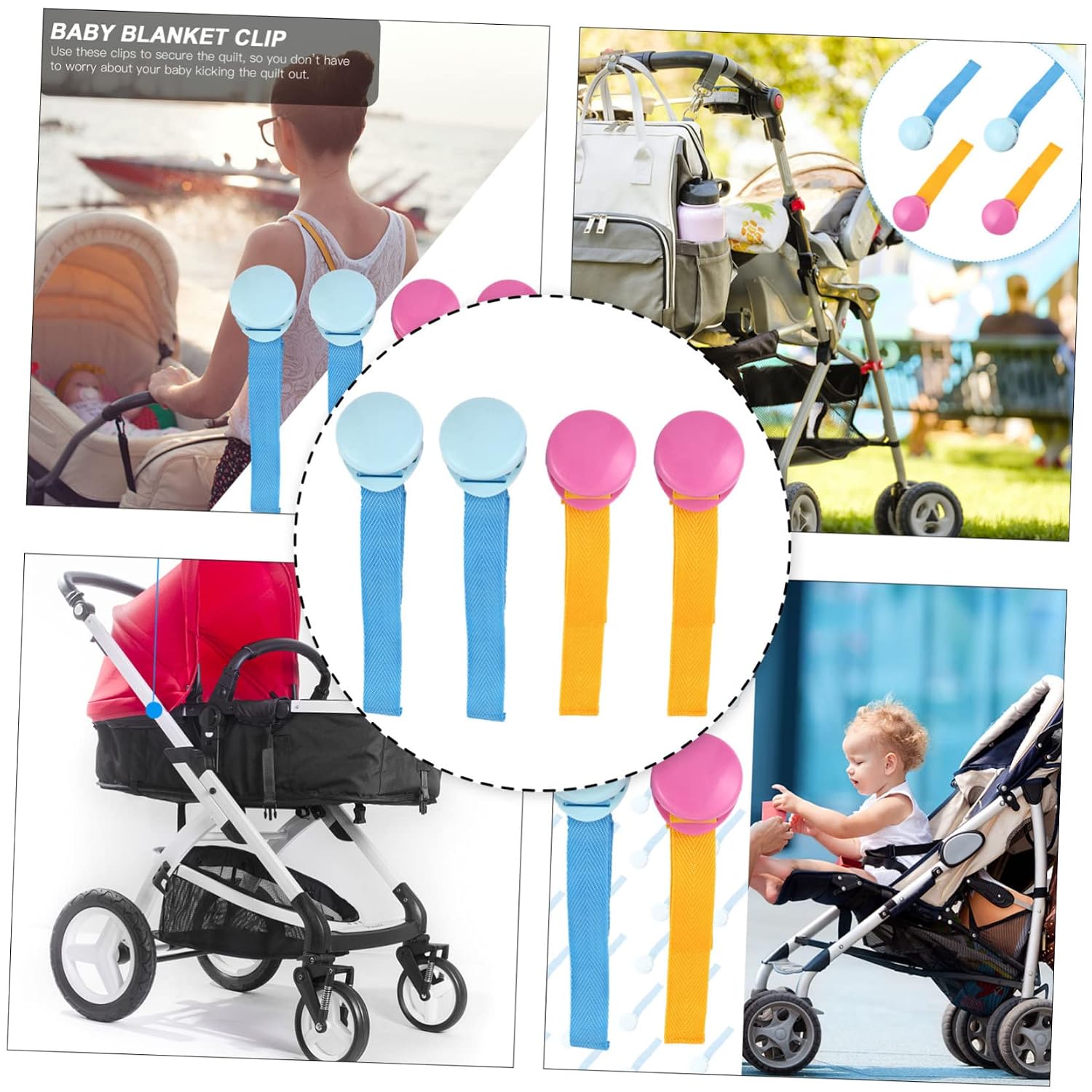 ORFOFE 4pcs Multi-Functional Blanket Clips Durable Stroller Accessory for Securely Holds Blankets Toys Easy to Use for Boy Girl Strollers and Car Seats