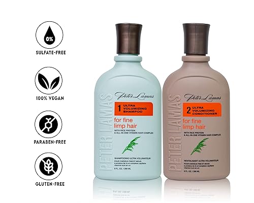 Miniatura 7 de Peter Lamas Acondicionador ultra voluminizador  Suaviza el cabello fino y flaco con agua de arroz y vitaminas B  Vegano, sin parabenos, sin sulfatos