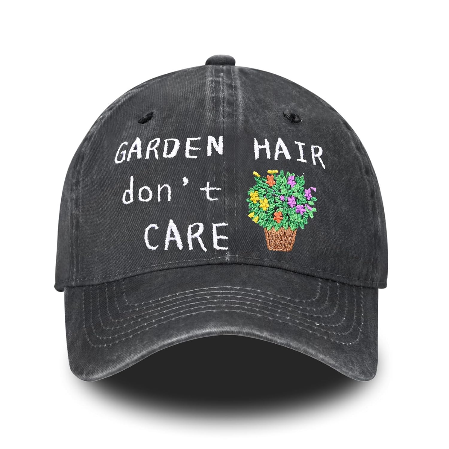 Embroidered Baseball Cap for Women Men Vintage Adjustable Washed Distressed Denim Baseball Hat