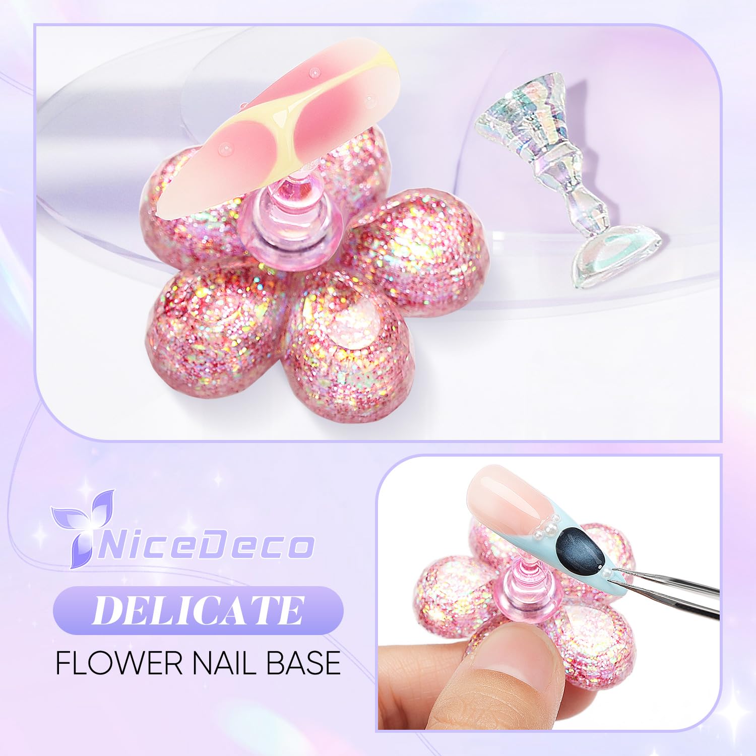 Nicedeco Magnetic stojak na paznokcie Practice Holder uchwyt na paznokcie do ćwiczeń uchwyt na paznokcie stojak na paznokcie do samodzielnego manicure i nakładania paznokci, zawiera 96 sztuk gliny