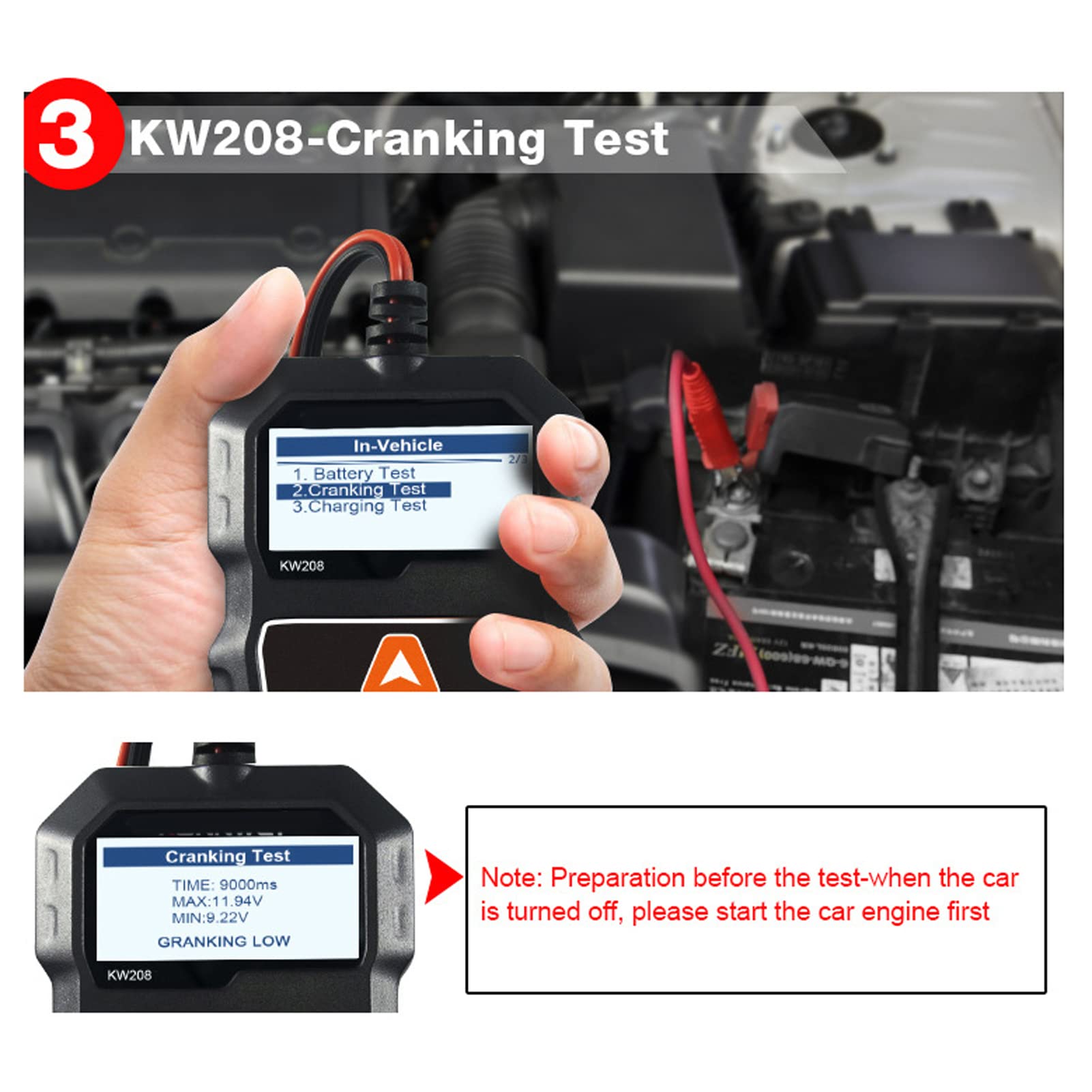 1 Tester per Batteria per Auto per pc, Tester di alternatore automobilistico, Tester per carico di Batteria per Auto da 12 V Digital Analyzer Automotive Alternatore per