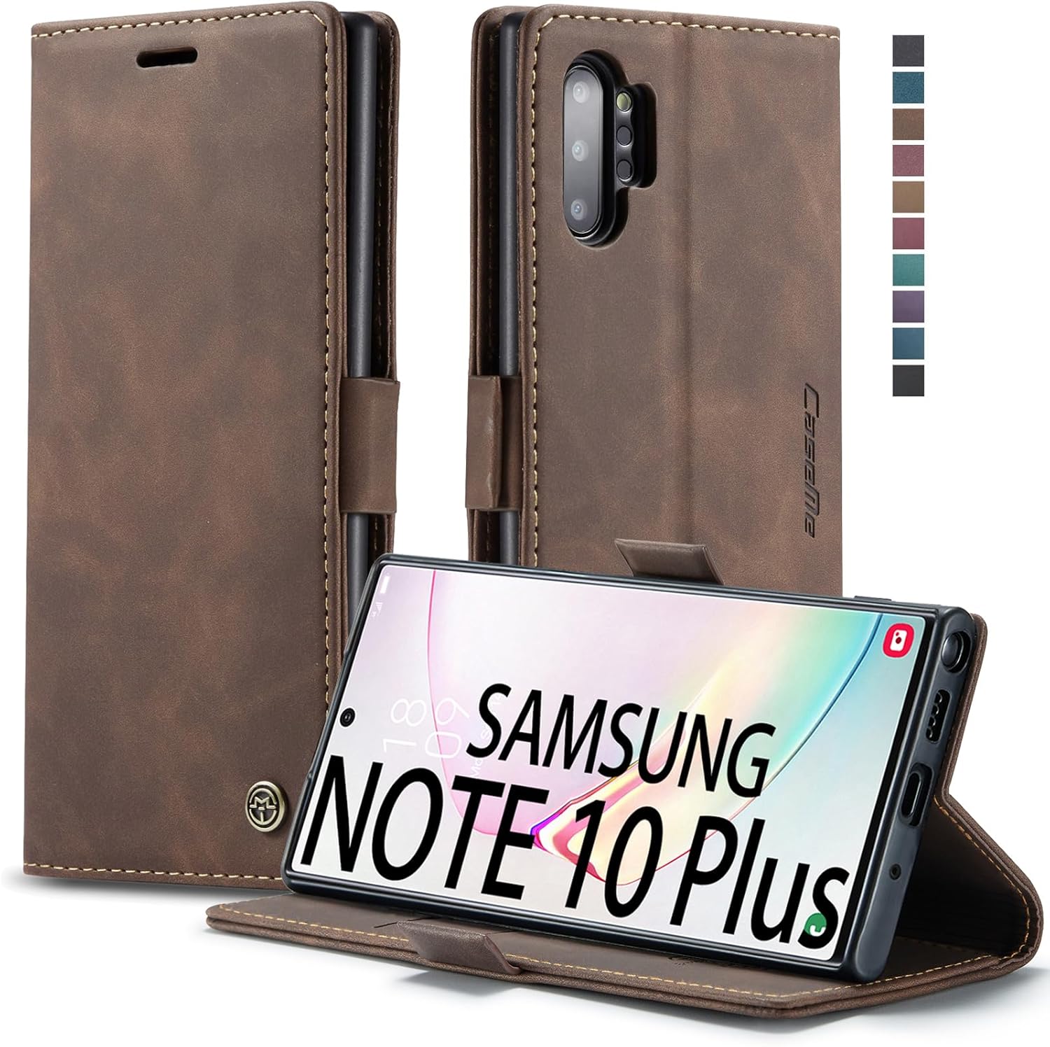 Samsung Galaxy Note 10+ Plus Wallet Case, Magnetic Stand Flip Protective Cover PU Leather Flip Case with ID & Credit Card Slots Cash Pockets for Samsung Galaxy Note 10 Plus 6.8” (Coffee)