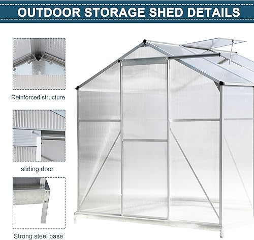Miniatura 4 de Cobertizo de almacenamiento de metal al aire libre de 5 x 3 pies, protección solar, cobertizo de almacenamiento de herramientas impermeable para