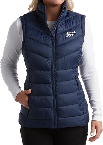 Miniatura 1 de Reebok Chaleco acolchado para mujer, chaleco de invierno acolchado con aislamiento, cuello alto, chaqueta sin mangas para mujer (S-XL)