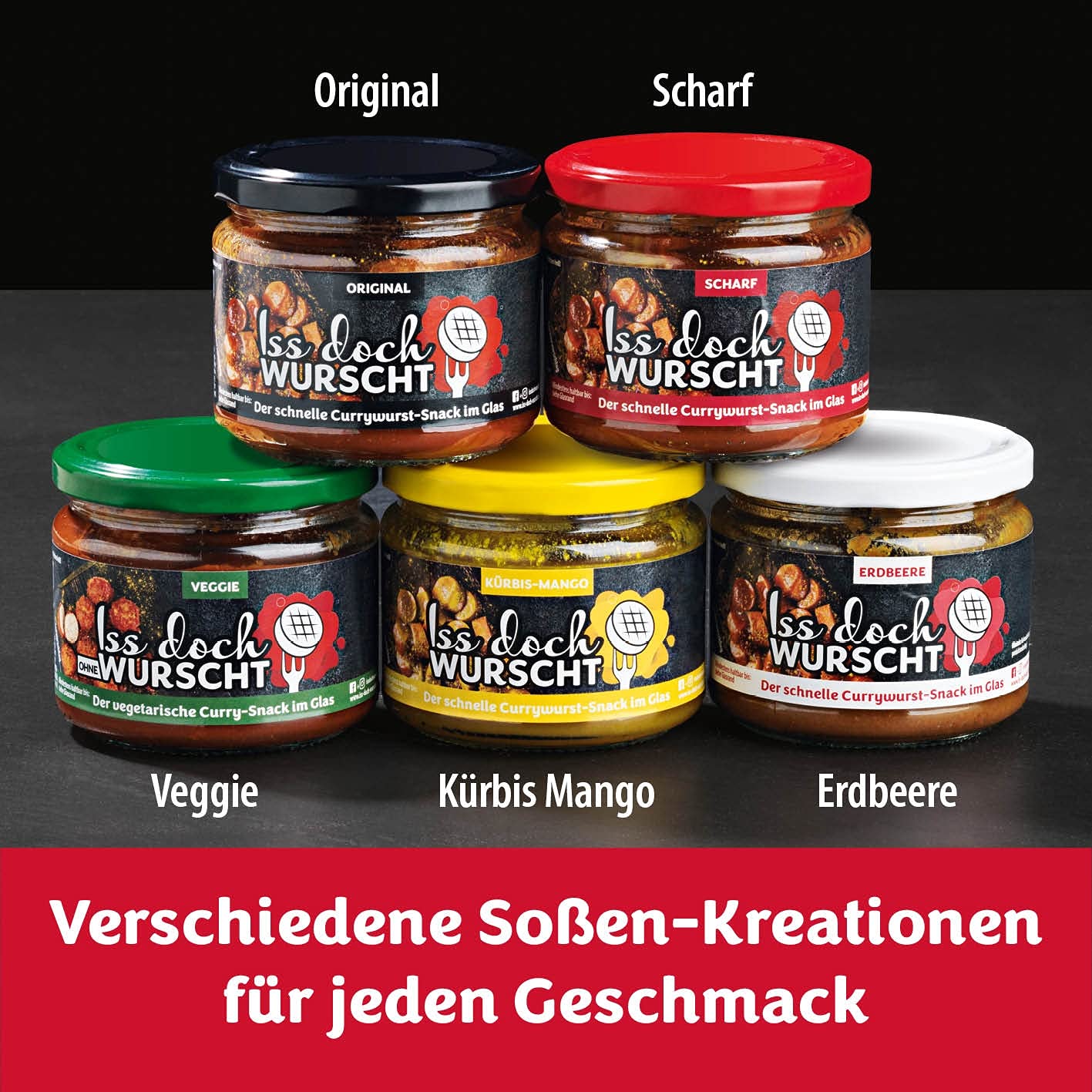 Iss Doch Wurscht Currywurst-Snack Scharf 6er | Einfach kurz erwärmen und genießen | Saftige Rostbratwurst in einer lecker-würzigen Soße | Natürlich konserviert und ungekühlt haltbar [250g]