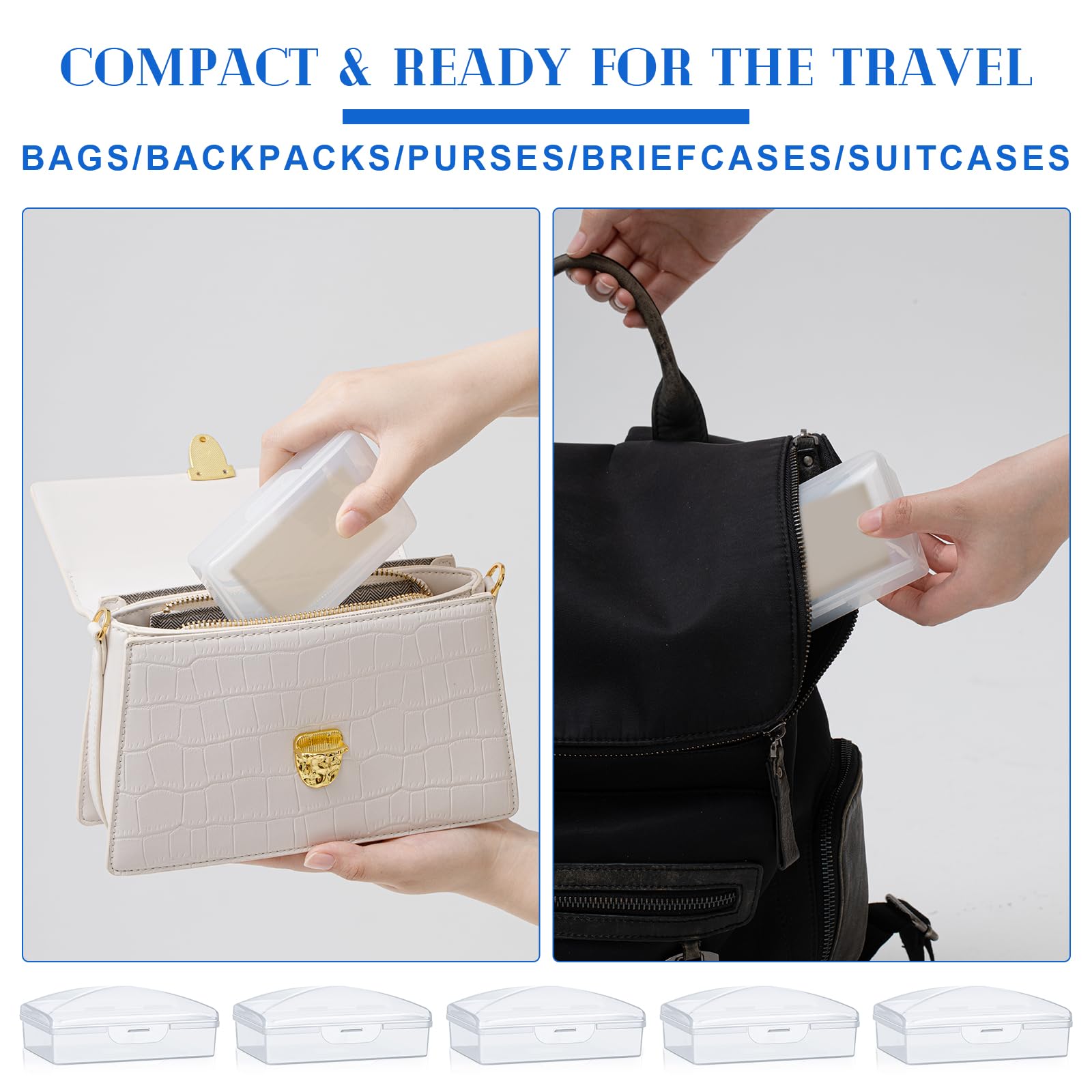 Reallnaive 100 recipientes de jabón a granel para viajes, jabonera para niños, estuche portátil de viaje con tapa para donaciones sin hogar, baño, camping, senderismo, vacaciones, gimnasio, ducha