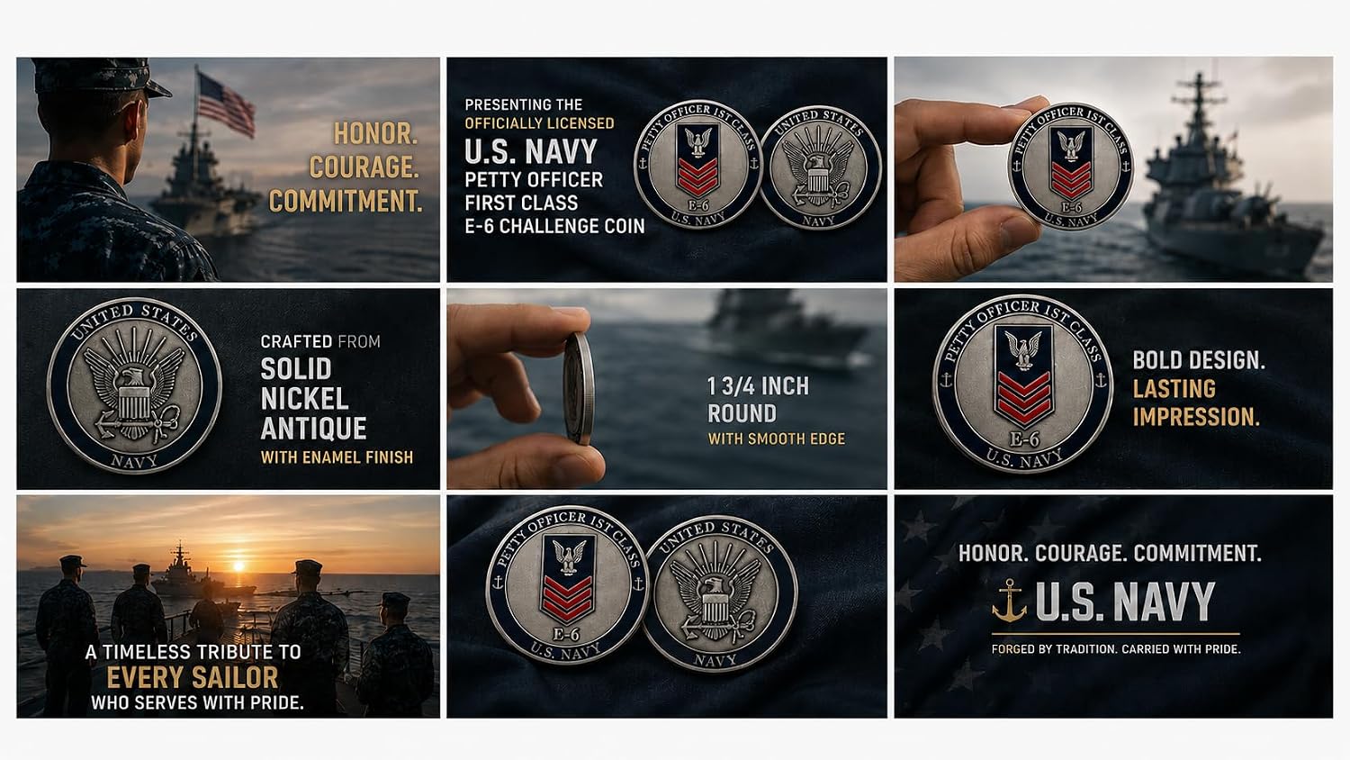 U.S. Navy Petty Officer First Class E-6 Challenge Coin
