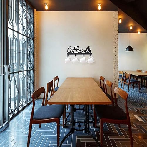 Miniatura 5 de CUKE2BEET Soporte para taza de café montado en la pared, organizador de tazas para barra de café, exhibición de utensilios de cocina