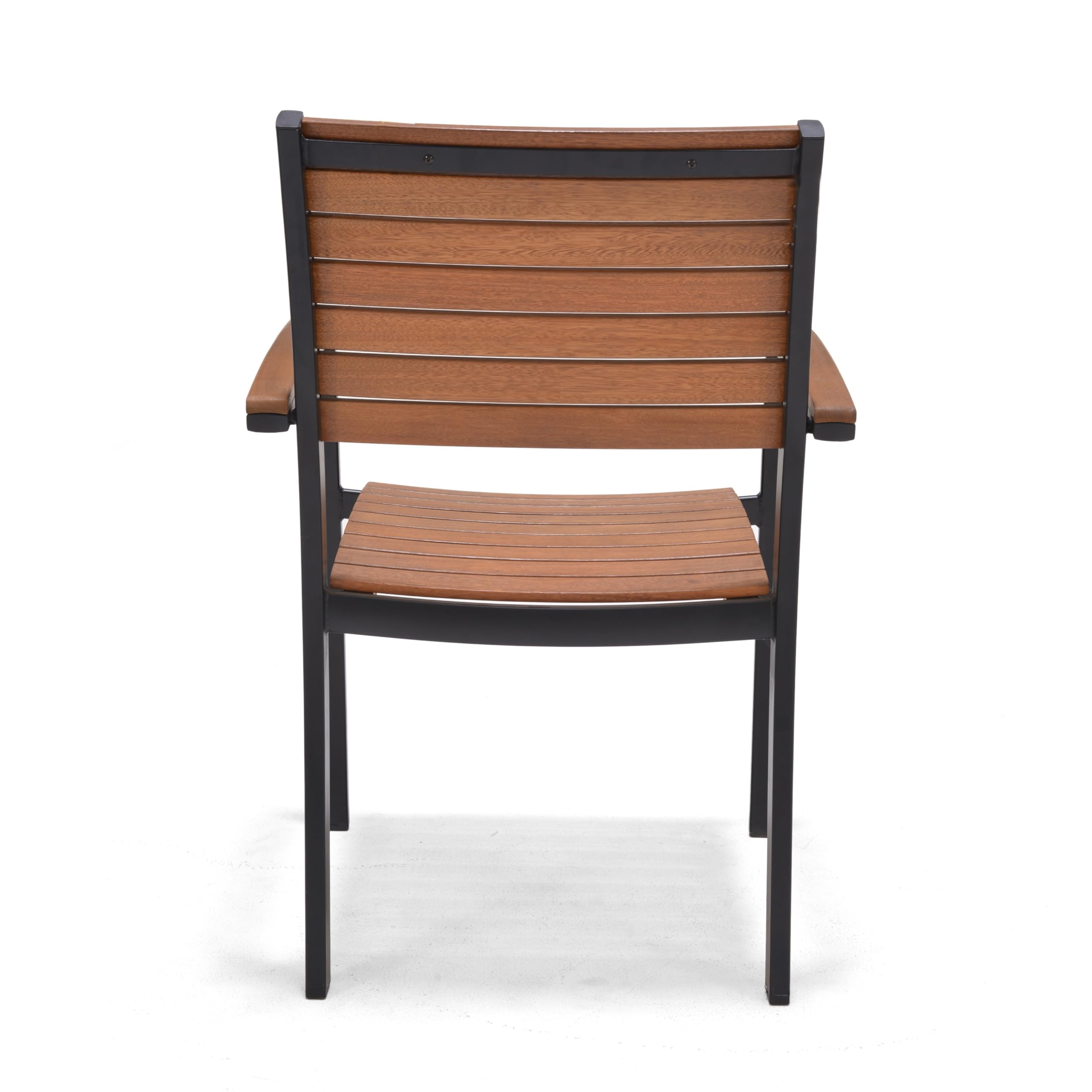 METRO Professional Silla de Jardín con Reposabrazos Lynx, Aluminio/Madera de Eucalipto, para Exterior, Madera/Negro (con Reposabrazos, Madera/Negro)