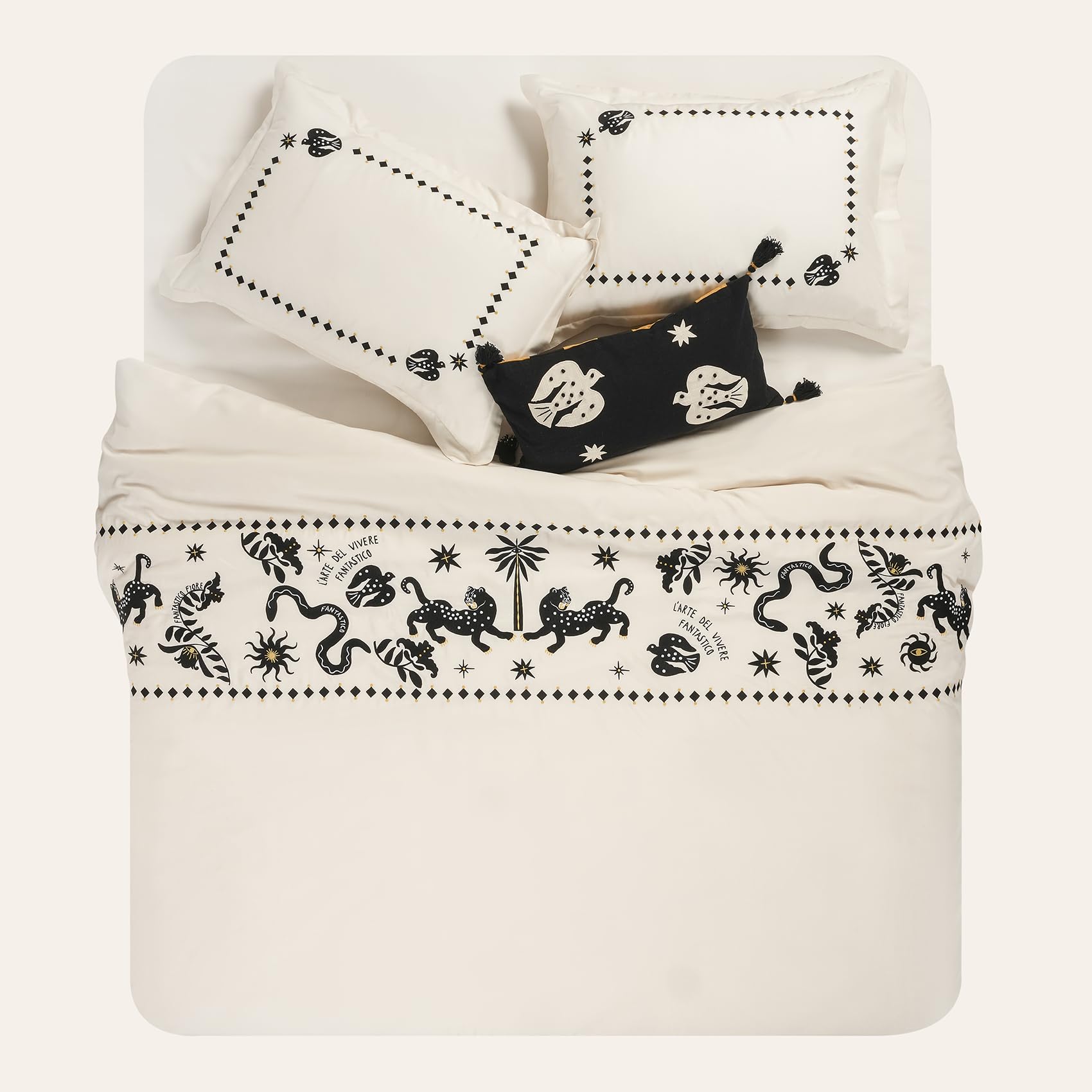 Kadmos Ekru Kıng Sıze Tencel Nevresim Takımı
