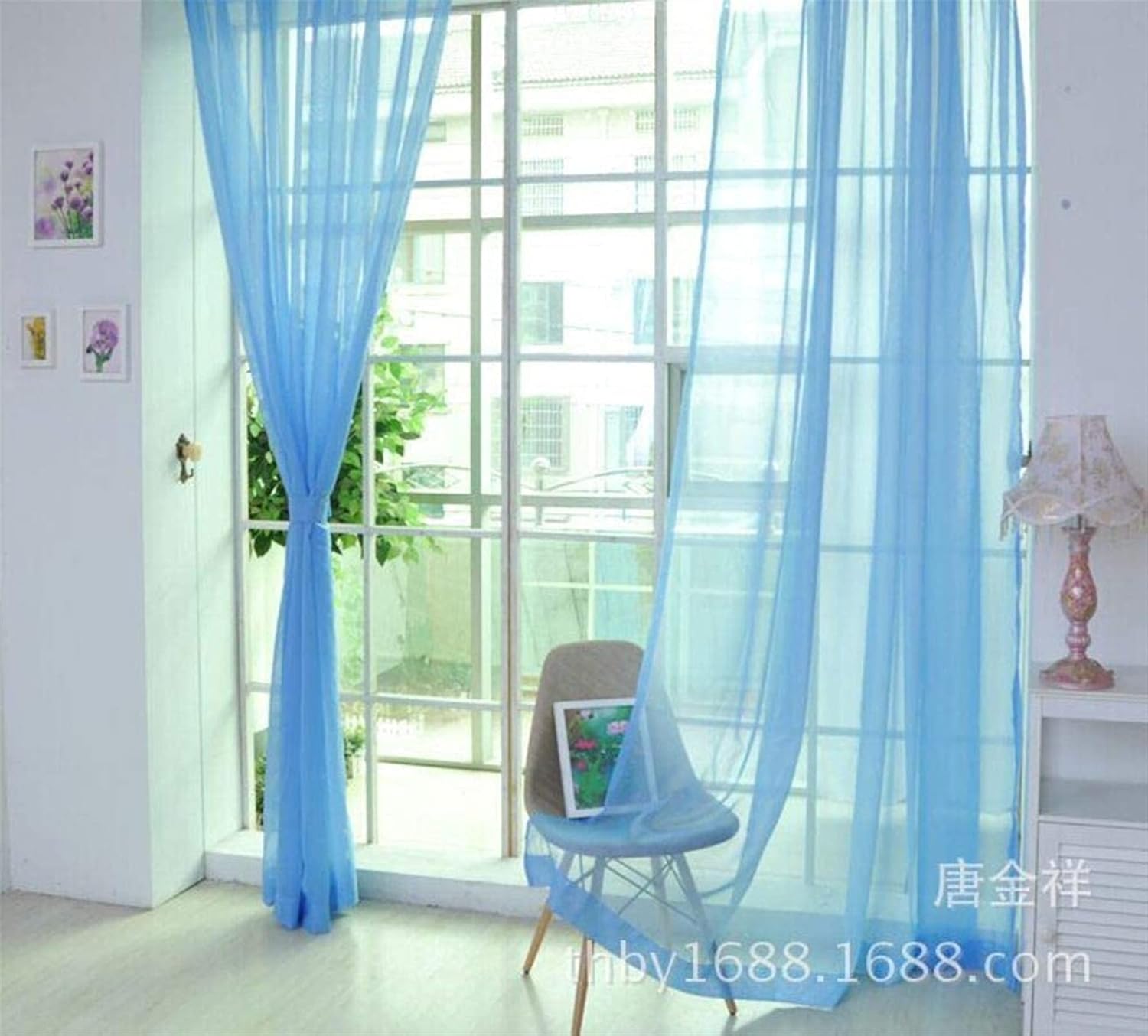 Solid Color Sheer Curtains, Simple Voile Curtains for Living Room Yard Balcony Rod Pocket Privacy Soft Drapes 1 Panel (Color : A, Size : W100*H200cm)