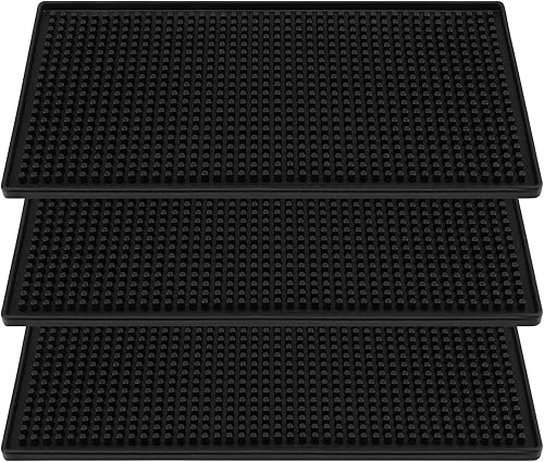 MANCHAP Paquete de 3 alfombrillas de goma negras de 12 x 6 pulgadas, antideslizantes, para encimera, para bar en casa, restaurante