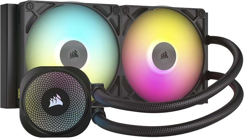 iCUE Link Titan 280 RX RGB Liquid CPU Cooler – 280mm AIO – Low-Noise – FlowDrive Cooling Engine – Intel LGA 1851/1700, AMD AM5/AM4 – 2X RX140 RGB Fans – iCUE Link System Hub Included – Black