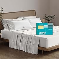 Vista 23 de Thread Spread - Juego de sábanas de 100% algodón egipcio con tejido de satén de 800 hilos de la colección Exotic Hotel, color blanco y marfil