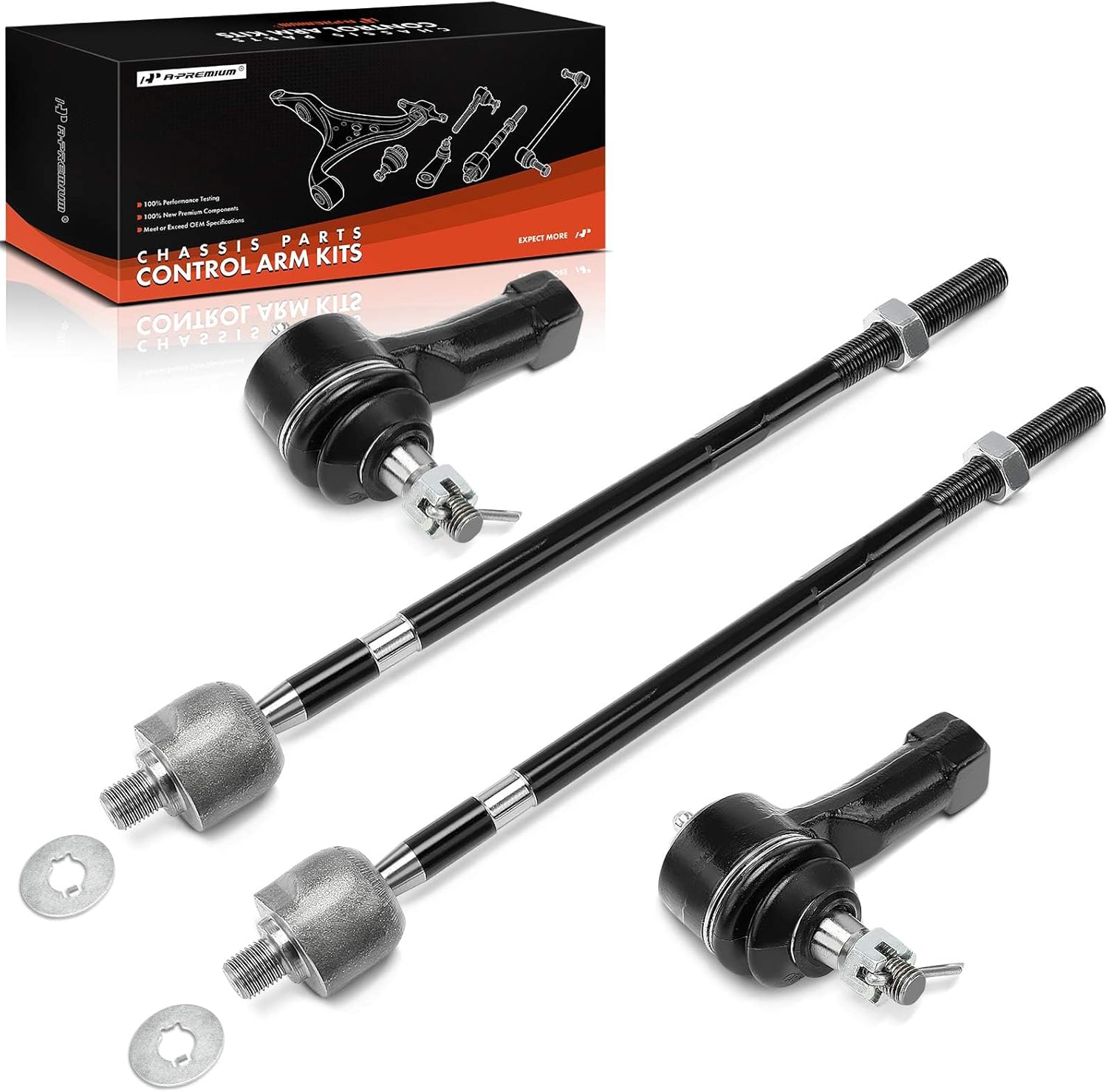 A-Premium Set of 4, Front Inner & Outer Tie Rod End Kit Compatible with Ford Focus 2006-2007