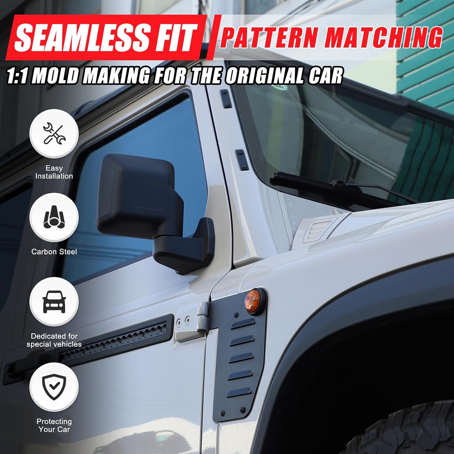 Car Fender Side Vents Compatible with INEOS Grenadier 2020-2024 Aluminum Alloy Car Side Air Flow Intake Hole Grille Decor Trim Auto Exterior Accessories