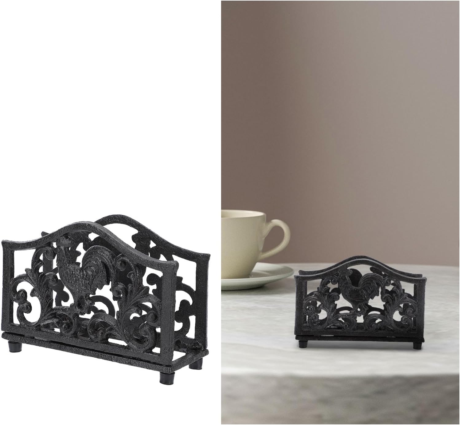 Iron Metal Napkin Holder Large Size Hollow Tissue Organizer Stand for Restaurant Coffee Shop Desktop Table Use, 1pcs Paper Towel Rack for Dining