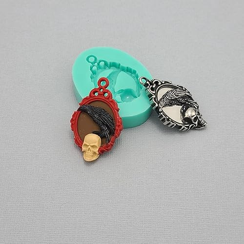 Miniatura 2 de FS Molde de silicona de marca Raven en calavera flexible para manualidades, joyería, resina, álbumes de recortes, arcilla polimérica