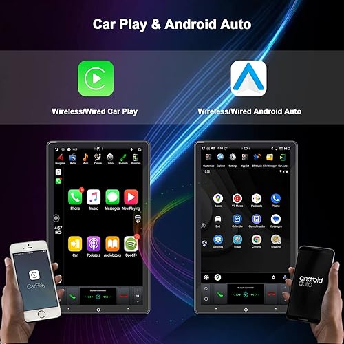 Miniatura 4 de CUSP Radio estéreo para coche Android GPS 13.6 pulgadas rotación manual PX6 4G+64G con juego de coche inalámbrico Android Auto 1920 x 1080 Pixel HD