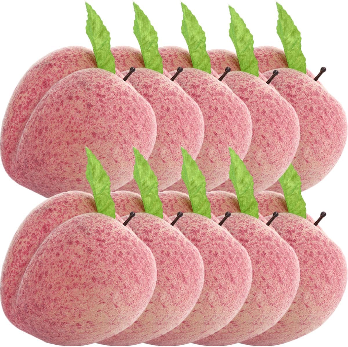 Kichvoe 10pcs Artificial Peach Fruits Decorative Lifesize Faux Fruit Table Centerpiece Home Décor for Living Room and Party Display